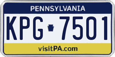 PA license plate KPG7501