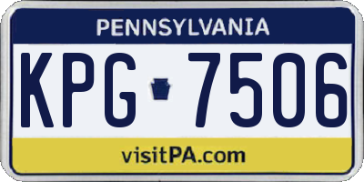 PA license plate KPG7506