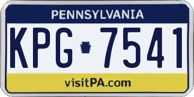 PA license plate KPG7541