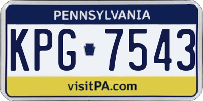 PA license plate KPG7543