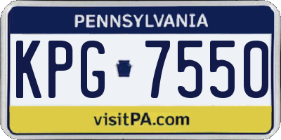 PA license plate KPG7550