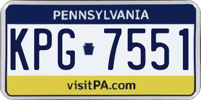 PA license plate KPG7551