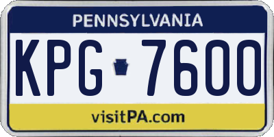 PA license plate KPG7600