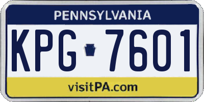 PA license plate KPG7601
