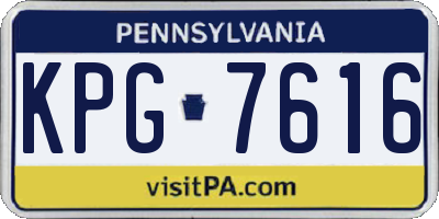 PA license plate KPG7616