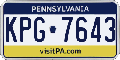 PA license plate KPG7643