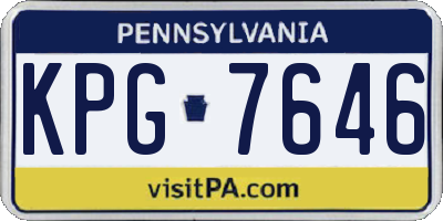 PA license plate KPG7646