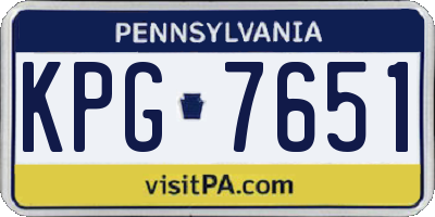 PA license plate KPG7651