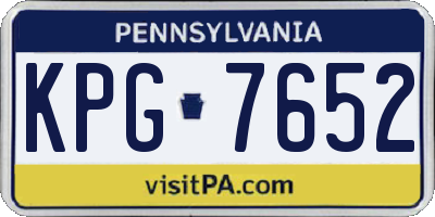 PA license plate KPG7652
