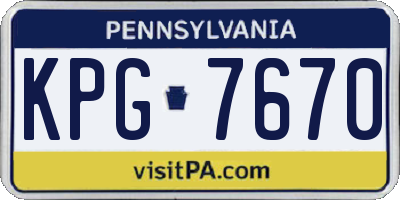 PA license plate KPG7670