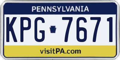 PA license plate KPG7671