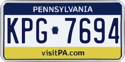 PA license plate KPG7694