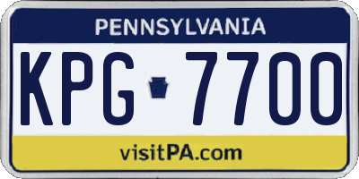 PA license plate KPG7700