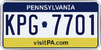 PA license plate KPG7701