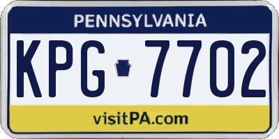 PA license plate KPG7702