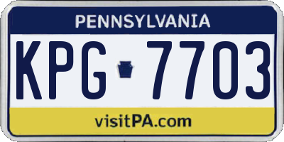PA license plate KPG7703