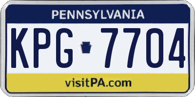 PA license plate KPG7704