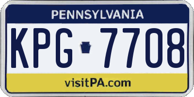 PA license plate KPG7708