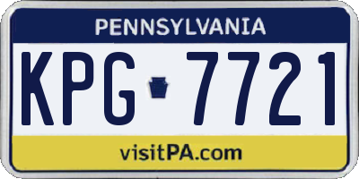 PA license plate KPG7721