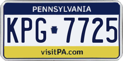 PA license plate KPG7725