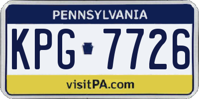 PA license plate KPG7726
