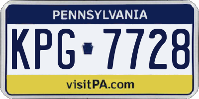 PA license plate KPG7728