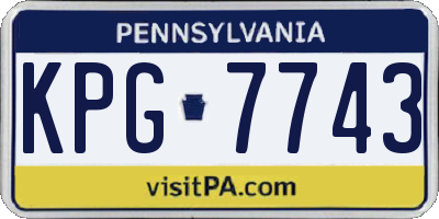 PA license plate KPG7743