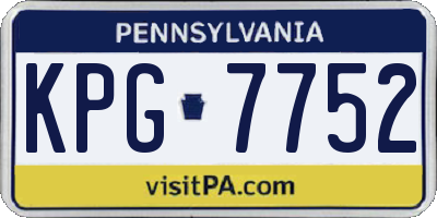 PA license plate KPG7752