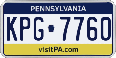 PA license plate KPG7760