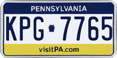 PA license plate KPG7765