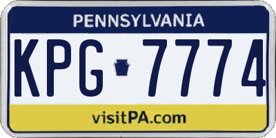 PA license plate KPG7774