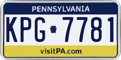 PA license plate KPG7781