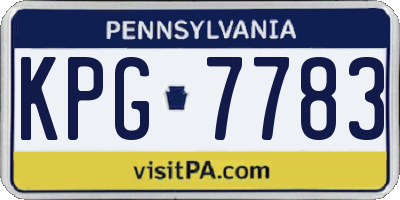 PA license plate KPG7783