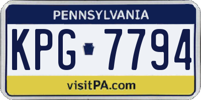 PA license plate KPG7794