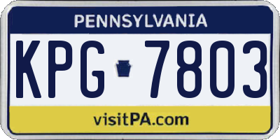 PA license plate KPG7803