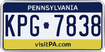 PA license plate KPG7838