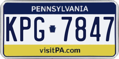 PA license plate KPG7847