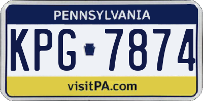 PA license plate KPG7874