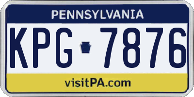 PA license plate KPG7876