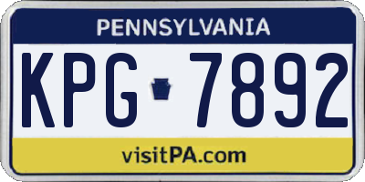 PA license plate KPG7892