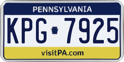 PA license plate KPG7925
