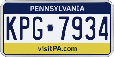 PA license plate KPG7934