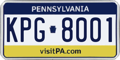 PA license plate KPG8001