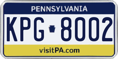 PA license plate KPG8002