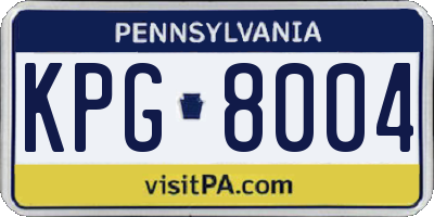 PA license plate KPG8004