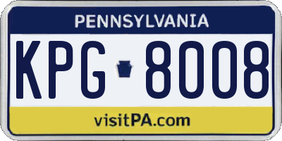 PA license plate KPG8008