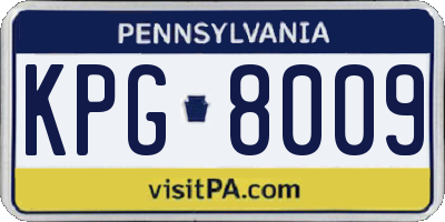 PA license plate KPG8009