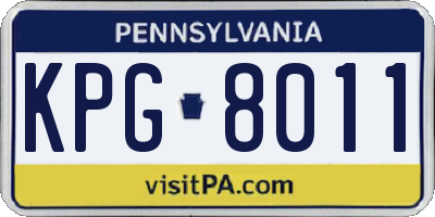 PA license plate KPG8011