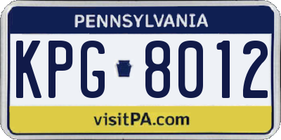 PA license plate KPG8012