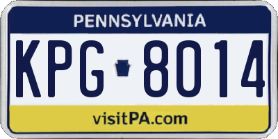 PA license plate KPG8014